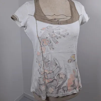 Vintage cottagecore floral print square neck top – Ellamode – Size 1 (S/36)