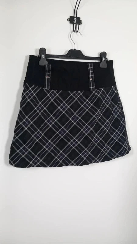 Jupe Courte cache cache - Taille 38 - Neuve - Motif Écossais / Tartan Noir