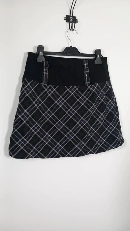 Jupe Courte cache cache - Taille 38 - Neuve - Motif Écossais / Tartan Noir