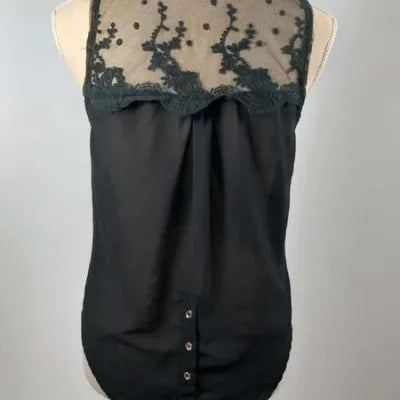 Black Sleeveless Lace & Tulle Top - Play In Collection - M/L - New