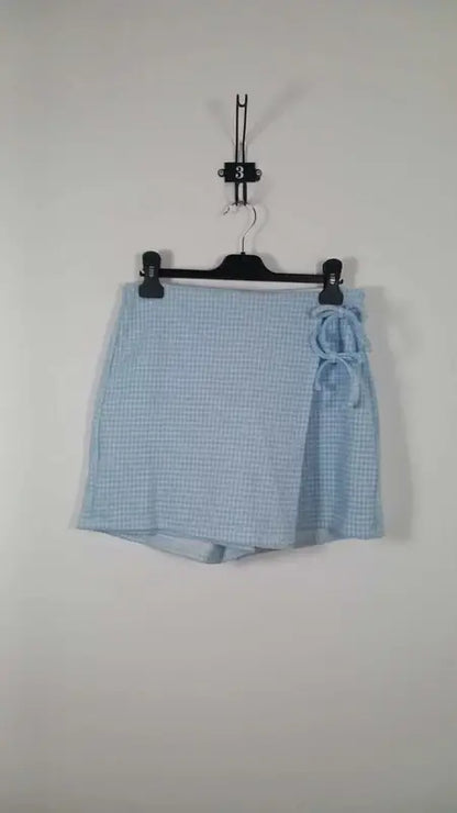 Sky blue and white gingham skort – Kiabi – Size S
