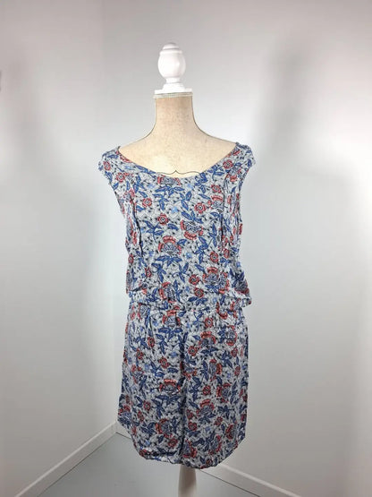 Promod blue & coral floral summer dress – Size 38/40 – Very good condition