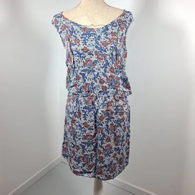 Promod blue & coral floral summer dress – Size 38/40 – Very good condition