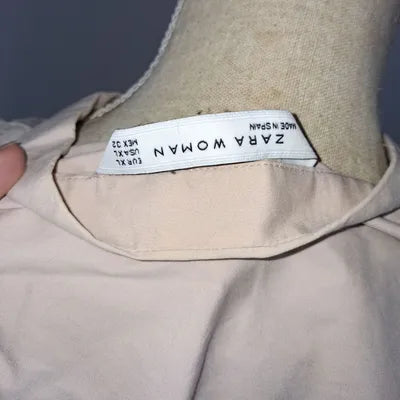 Chemisier Cintré Nude Rose beige Zara – Manches Froncées – Taille XL