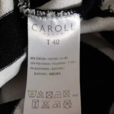 Caroll Tank Top – Black & White Diagonal Stripes – Stretch Knit – Size 40 (L)