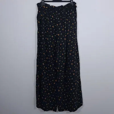 Flowy floral wide-leg trousers - Bohemian chic style - Size L (US 10/12)