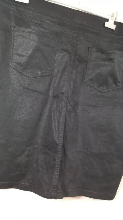 Jupe Droite Noire Toscane Neuf T4 (54) Effet Enduit / Simili Cuir