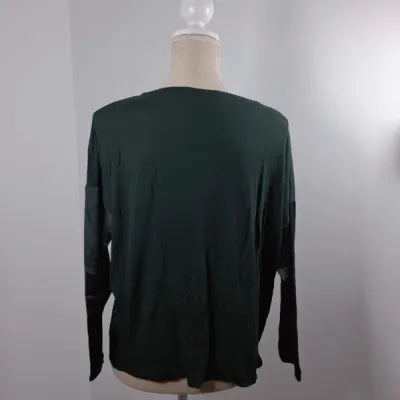 Blouse Fluide MANGO Bi-Matière Vert Bouteille Taille M Très Bon État