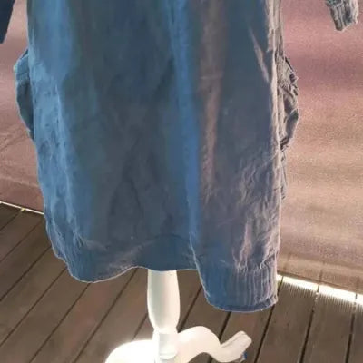 Robe Tunique 100% Lin – Bleu Indigo & Style Bohème taille 42