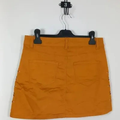 Mini-jupe Ligne à Suivre – Floral Jaune Moutarde/Noir – Coupe Droite – Taille 38