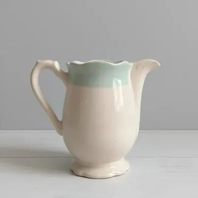 Charming vintage ceramic pitcher / milk jug - Aqua Blue & Cream
