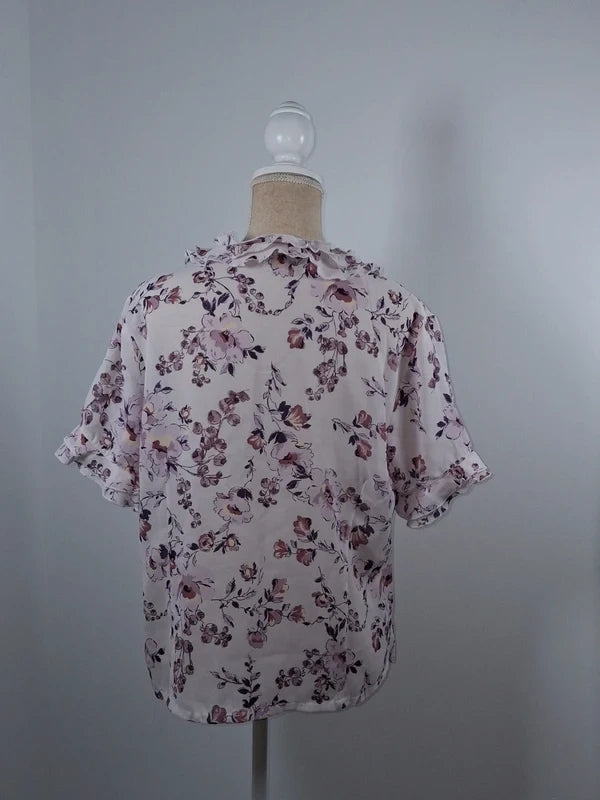 Daxon pink and purple floral fluid blouse – Size 46