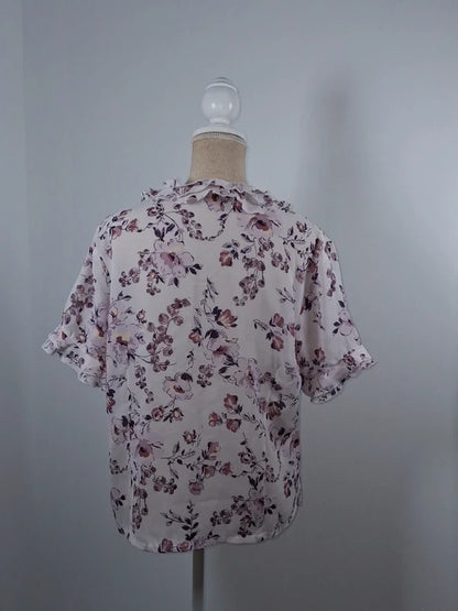 Daxon pink and purple floral fluid blouse – Size 46