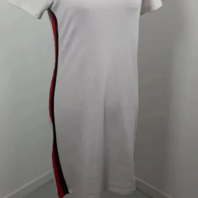 Robe T-shirt Blanche Jennyfer - Bandes Latérales Sporty Chic - Taille L (40)