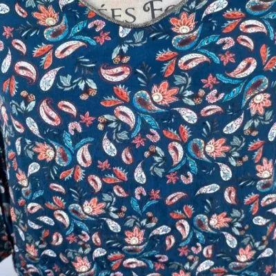 Promod Paisley Print Tunic - Size 38 - V-neck & Detailed Back