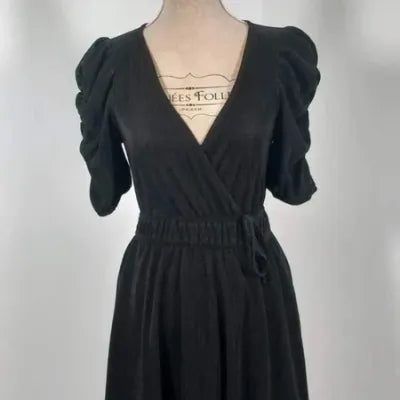 Petite Robe Noire Jennyfer – Coupe Cache-Cœur & Manches Bouffantes – Taille S –