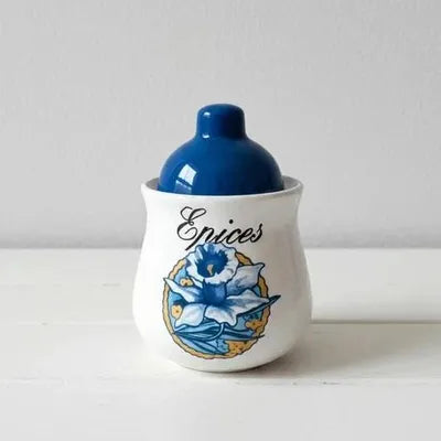 Superb set of 5 vintage ceramic spice jars