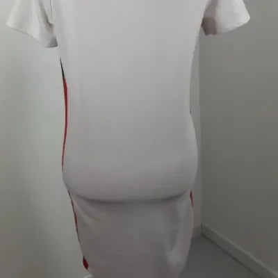 Robe T-shirt Blanche Jennyfer - Bandes Latérales Sporty Chic - Taille L (40)