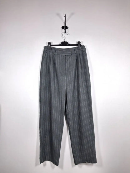 Pantalon de Tailleur Fluide Gris à Rayures Tennis Primark – Coupe Droite – Taille 40