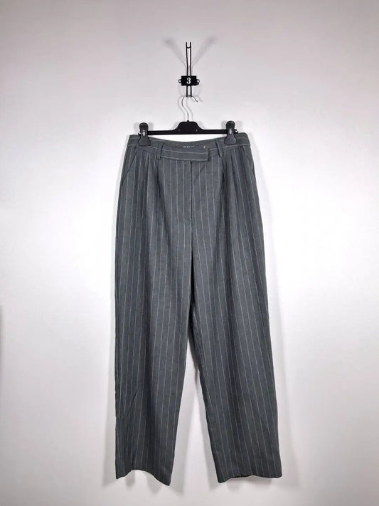 Primark Grey Fluid Pinstriped Tailored Trousers – Straight Cut – Size 40