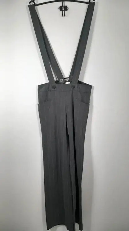 Wide-Leg Trousers with Braces - Working Girl Style - New - UK 10