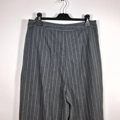 Pantalon de Tailleur Fluide Gris à Rayures Tennis Primark – Coupe Droite – Taille 40