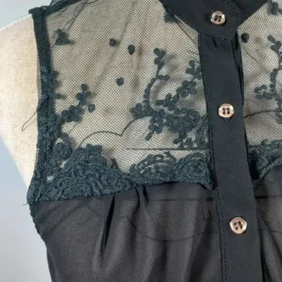 Black Sleeveless Lace & Tulle Top - Play In Collection - M/L - New