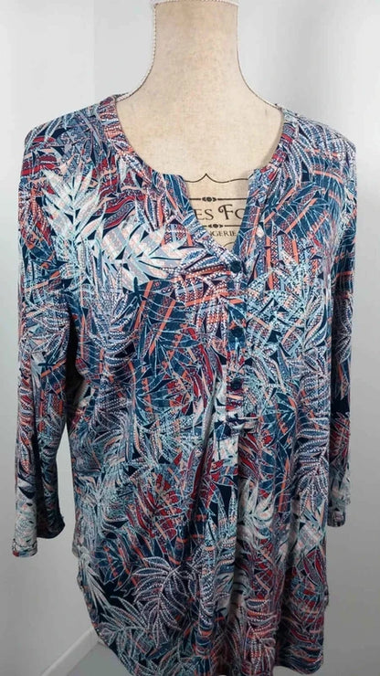 Renatto Bene Tunic with Foliage Print – Flowy & Stretchy – NEW – Size US 20/22