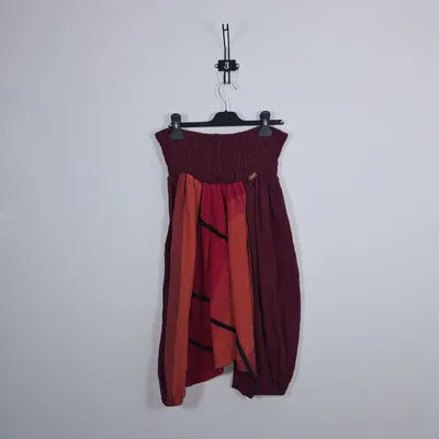 Nepalaya short harem pants 100% cotton – Burgundy & orange – Size XL