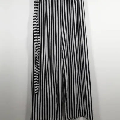 Pantalon Fluide Palazzo Rayé Noir & Blanc – Style Graphique – NEUF – Taille 4
