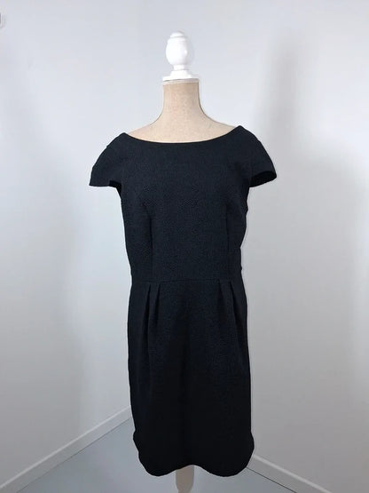 Robe noire texturée Camaïeu – Décolleté V au dos avec nœud – Taille 38