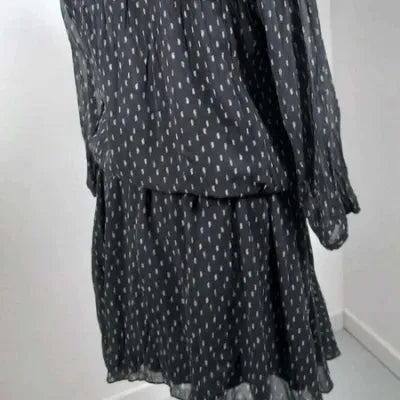 Fluid Short Dress BRÉAL - Black with Patterns - Size 42 (XL)