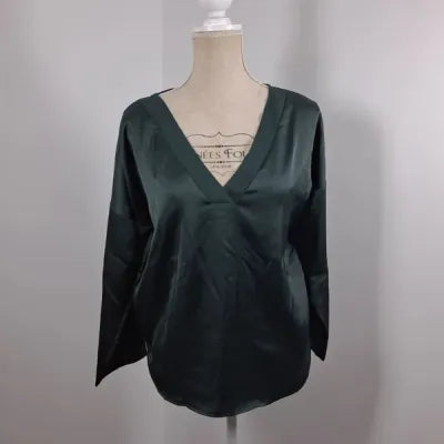 Blouse Fluide MANGO Bi-Matière Vert Bouteille Taille M Très Bon État