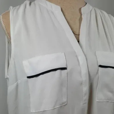 Blouse Sans Manches Blanche Primark Neuf T42 – Top Fluide Style Officier
