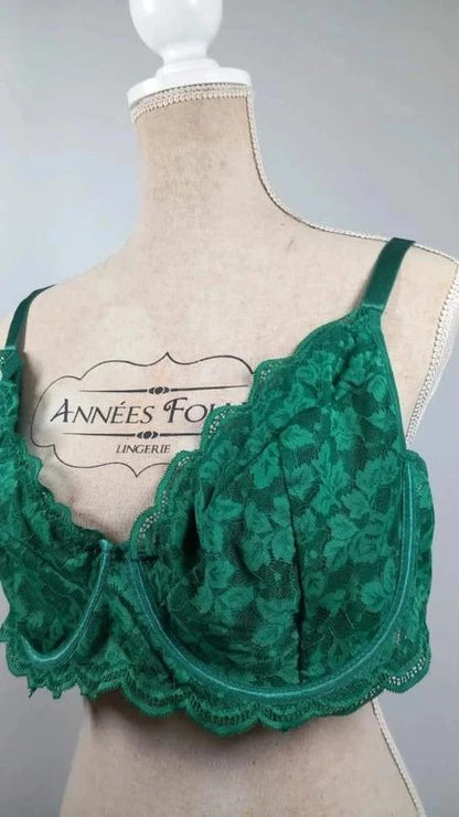 Magnifique Soutien-Gorge Dentelle Vert Sapin - Taille 4XL (Neuf)