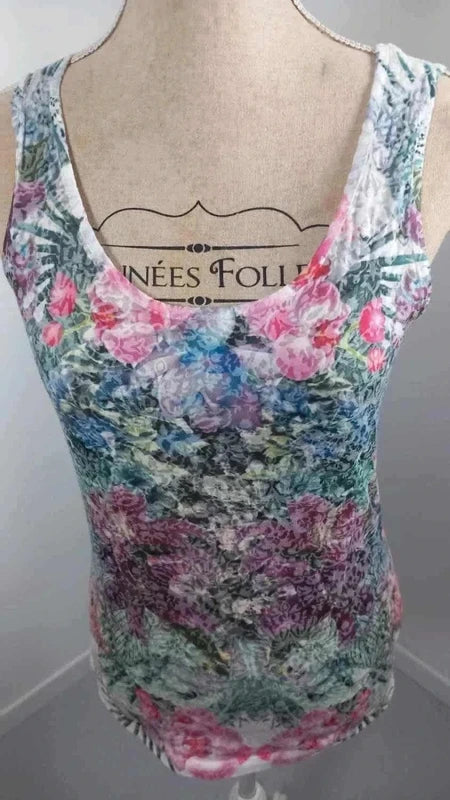 Romantic Floral Cami Top - Size M/L (UK 12/14) - Floral Print & Lace