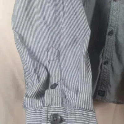 Men's Kaporal Jeans Grey & White Striped Shirt Size L - New