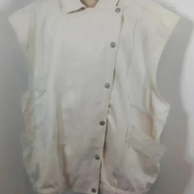 KIABI Plus Size 58/60 Cream Cotton Asymmetrical Sleeveless Gilet / Jacket
