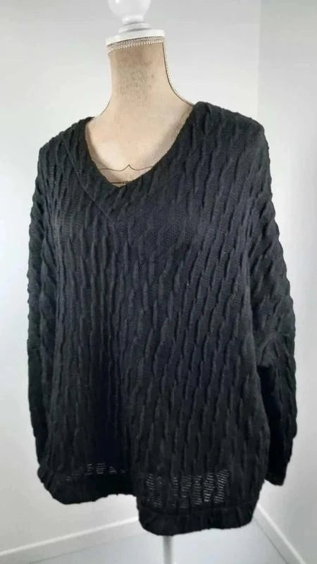 Pull Léger Jean Marc Philippe - Maille Relief Noire - Taille 52/54
