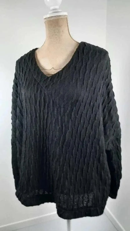 Pull Léger Jean Marc Philippe - Maille Relief Noire - Taille 52/54