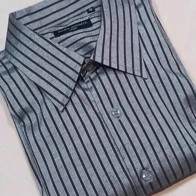 Men's Shirt Adriano Jacometti Size 41/42 - New Grey/Brown Stripes