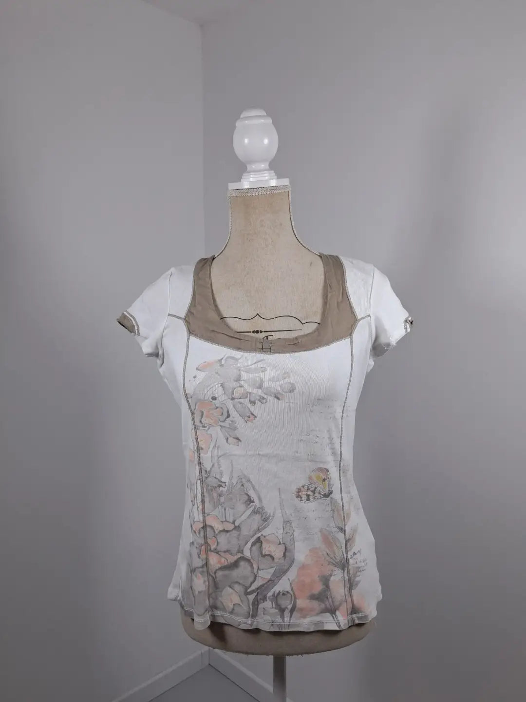 Vintage cottagecore floral print square neck top – Ellamode – Size 1 (S/36)
