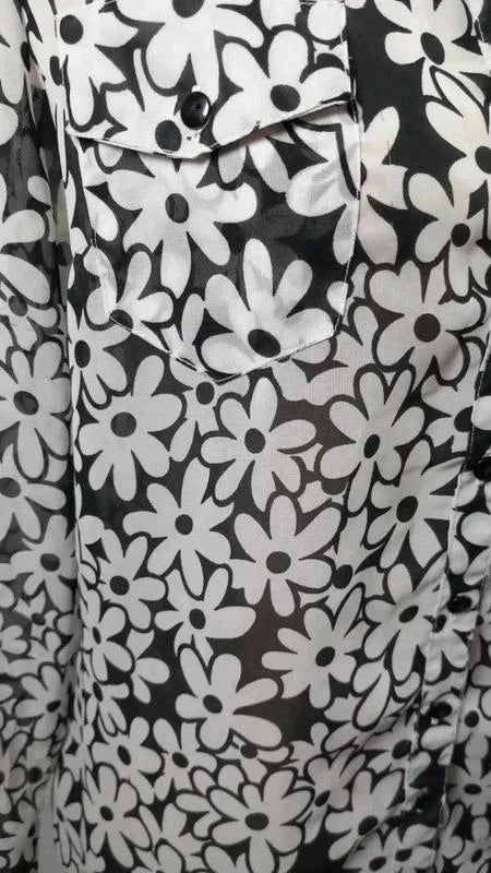 Chemise Fleurie Cache Cache – Noir & Blanc Taille 1 (S) NEUVE