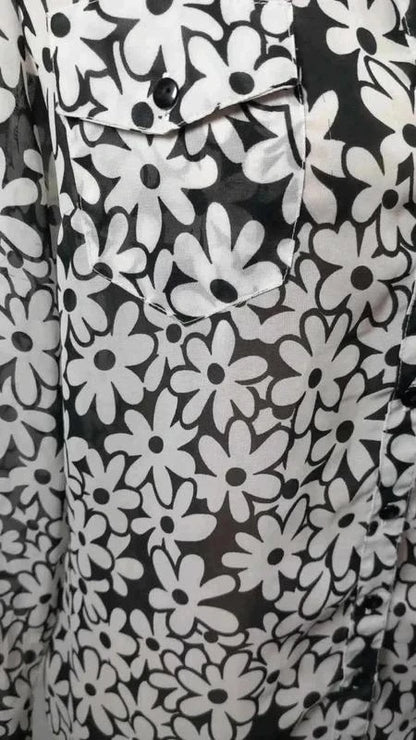 Chemise Fleurie Cache Cache – Noir & Blanc Taille 1 (S) NEUVE