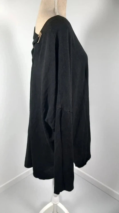 Pull Léger Noir – Détails Croisés au Dos – Neuf – Taille 58/60