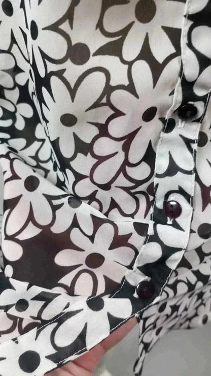 Chemise Fleurie Cache Cache – Noir & Blanc Taille 1 (S) NEUVE