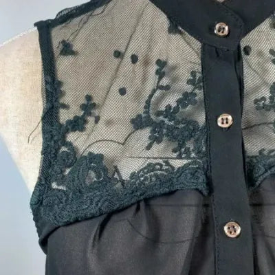 Black Sleeveless Lace & Tulle Top - Play In Collection - M/L - New