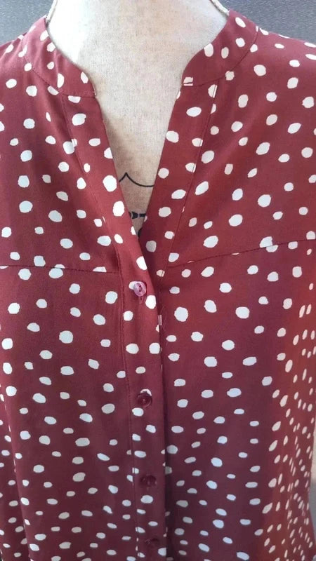 Chemise Fluide Primark Terracotta à Pois Blancs - Taille 38 Neuf