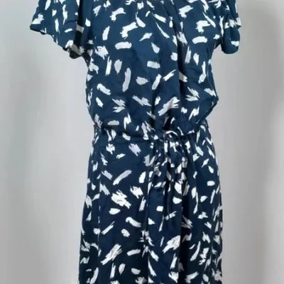Robe UP2 Fashion – Viscose – Bleu Marine & Motifs Coups de Pinceau – Taille 40 (L)
