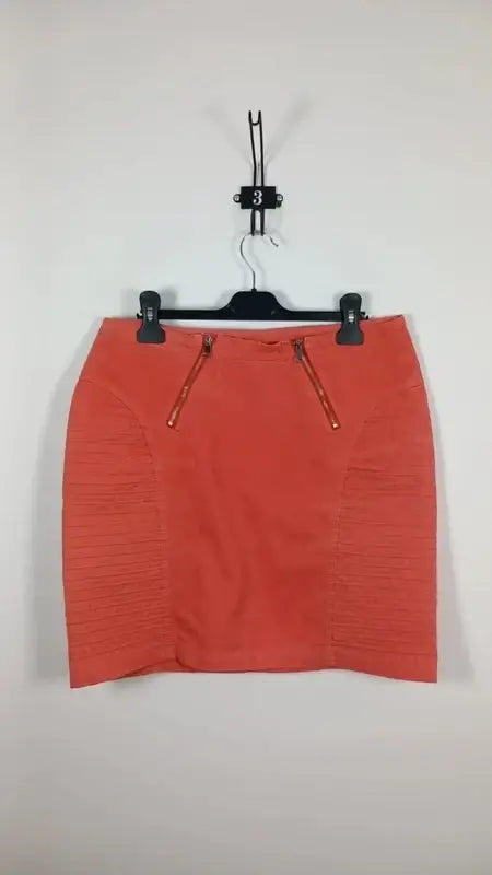 Laura Jo Coral Short Skirt - Size L (UK 12) - Rock Style with Zips & Panels